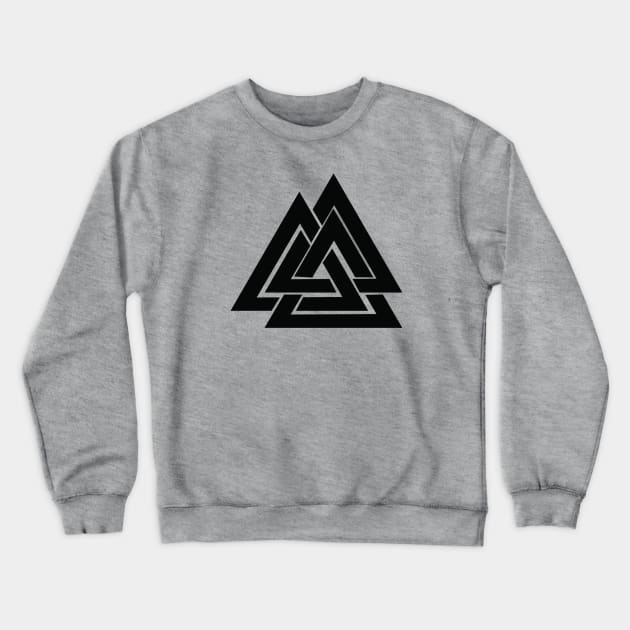 Black Viking Valknut Norse Minimalist design Crewneck Sweatshirt by DesignsbyZazz